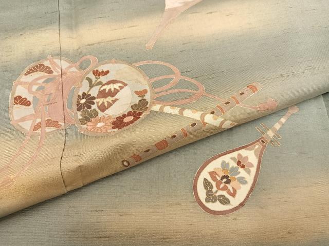 平和屋着物○訪問着 作家物 楽器文 暈し染め 金彩 正絹 逸品