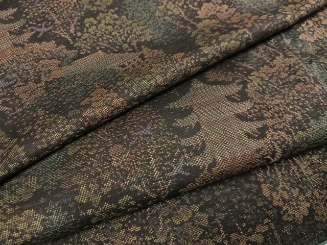 平和屋着物●本場大島紬　9マルキ　風景樹林文　正絹　逸品　AAAW0004ph