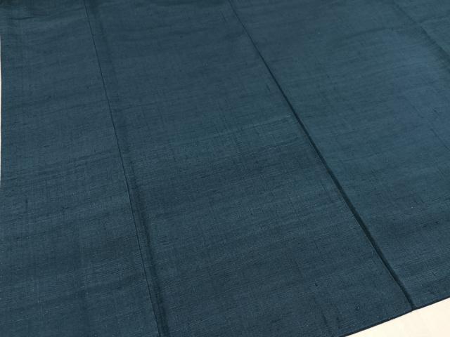 平和屋着物○男性 紬 色無地 青藍色 正絹 逸品 AAAW0007ph 