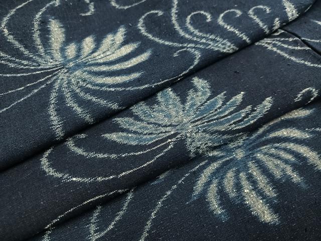 平和屋着物○江戸小紋 作家物 万筋 白色×灰青色 正絹 逸品