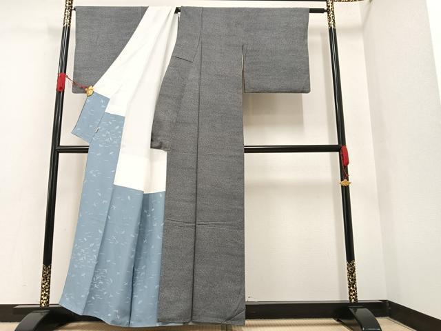 平和屋着物○小紋師 内田一雄 江戸小紋 菊 黒地 ますいわ屋扱い