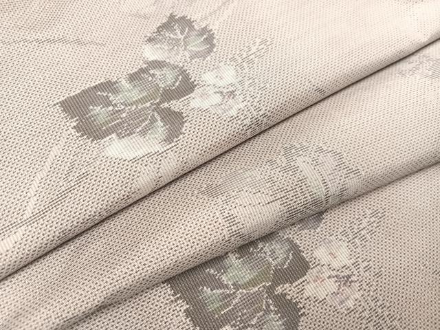 平和屋着物●都喜ヱ門　本場大島紬　白大島　7マルキ　総絣　草花文　藤絹織物謹製　正絹　逸品　AAAW0031ph