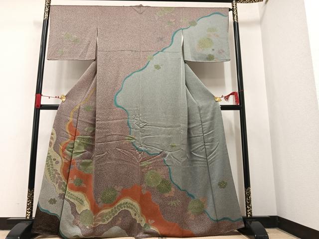 平和屋着物●訪問着　草花文　金彩　正絹　逸品　AAAW0050ph