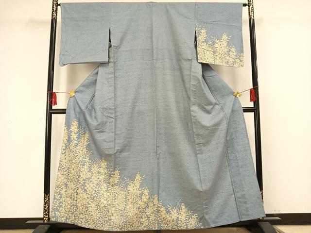 平和屋着物▽訪問着 単衣 草花文 反端付き 正絹 逸品 AAAZ3964jh