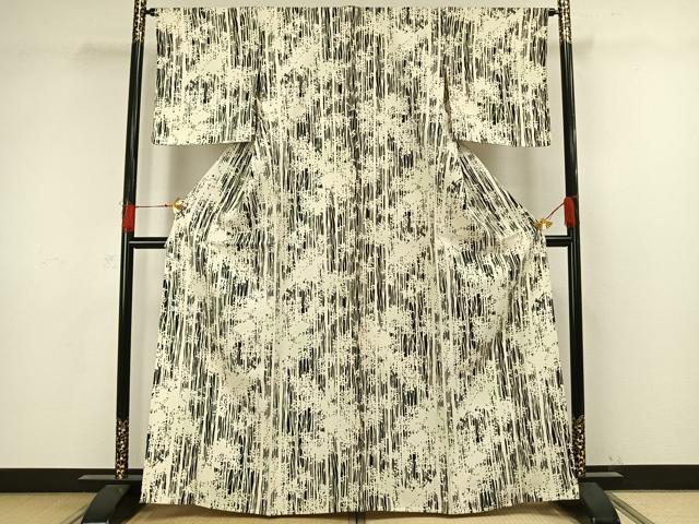 平和屋着物▽上質な小紋　単衣　樹林シルエット　正絹　逸品　AAAW1247fy 平和屋着物▽上質な小紋 単衣 樹林シルエット 正絹 逸品 AAAW1247fyの