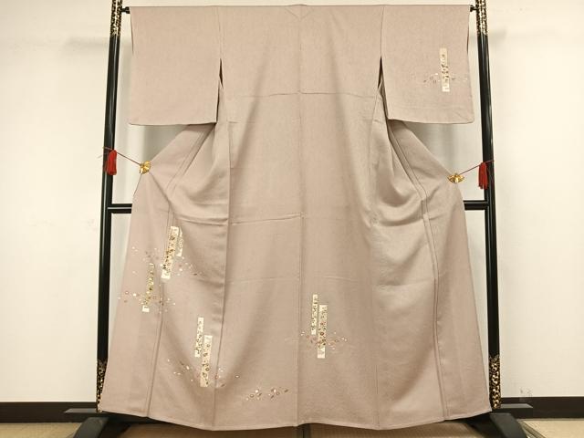 平和屋着物▽訪問着　単衣　駒刺繍　色紙草花文　正絹　逸品　未使用　AAAW1253fy