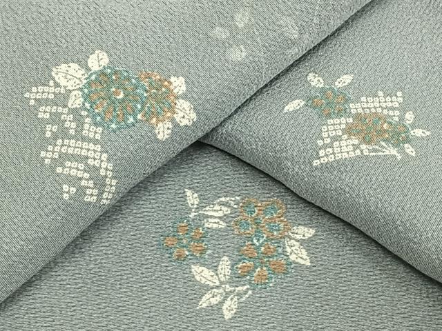 平和屋着物▽上質な小紋　単衣　扇面草花文　正絹　逸品　AAAW1256fy