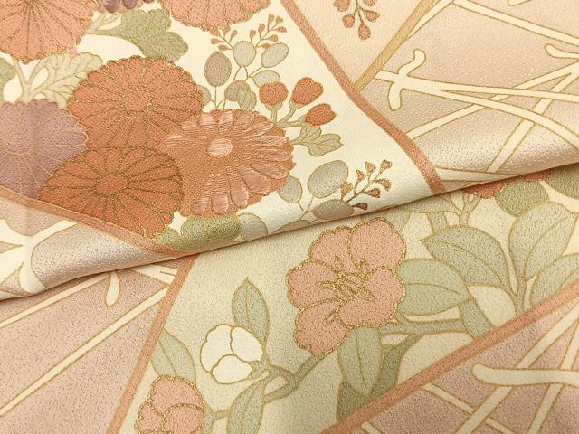 平和屋着物□訪問着 駒刺繍 あられ草花文 金彩 正絹 逸品 AAAT7868es