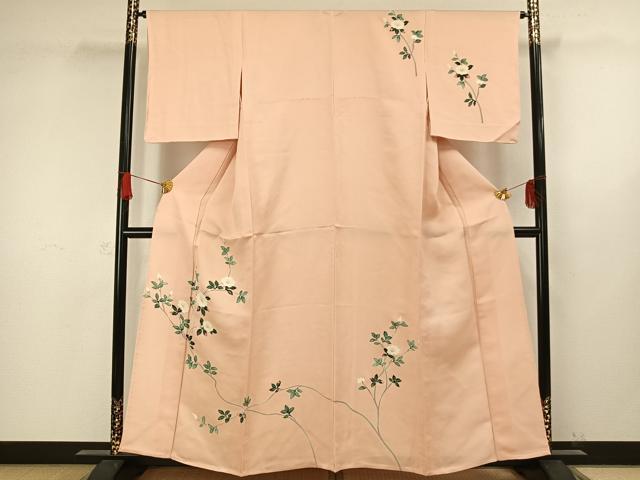 平和屋着物▽上質な紬　単衣　草花文　正絹　逸品　DAAT9177az 平和屋着物▽上質な紬 単衣 草花文 正絹 逸品 DAAT9177az