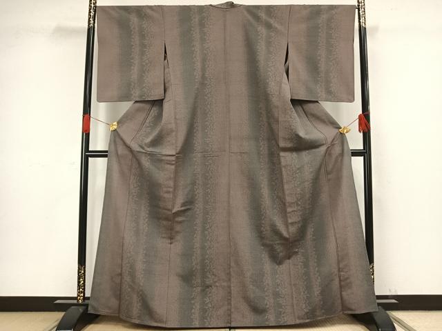 平和屋着物▽本塩沢　単衣　草花間道　正絹　逸品　AAAW1305fy 平和屋着物▽本塩沢 単衣 草花間道 正絹 逸品 AAAW1305fy 紬