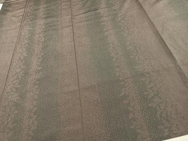 平和屋着物▽本塩沢 単衣 草花間道 正絹 逸品 AAAW1305fy 紬