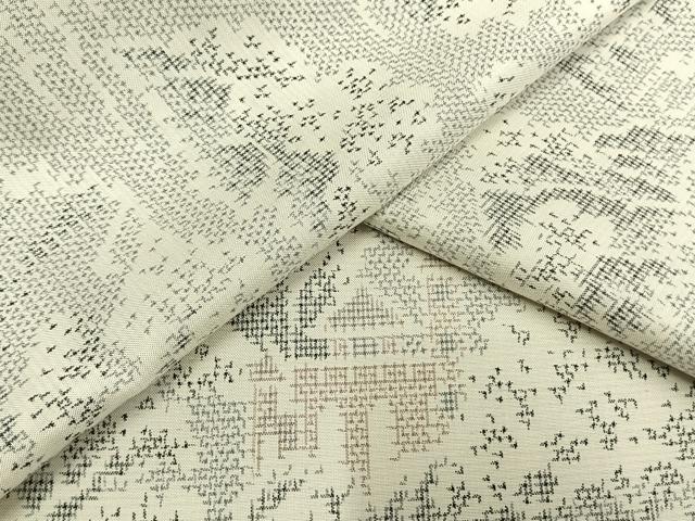 平和屋着物▽上質な紬　単衣　風景文　正絹　逸品　AAAW1321fy