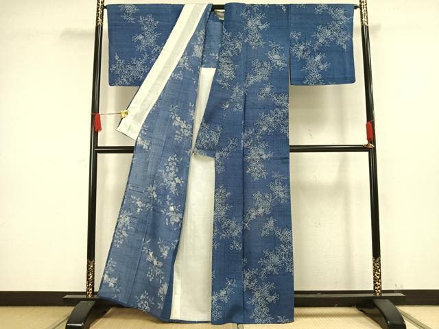 平和屋着物●上質な小紋　紬地　草花文　黒地　正絹　逸品　AAAY6000ph 平和屋着物○上質な小紋 紬地 草花文 黒地 正絹 逸品 AAAY6000ph