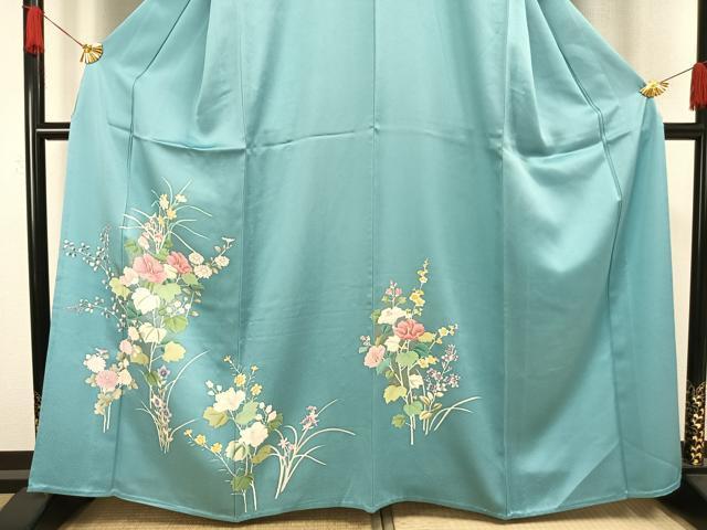 平和屋着物▽訪問着 単衣 草花文 金銀彩 正絹 逸品 CAAT0768dy