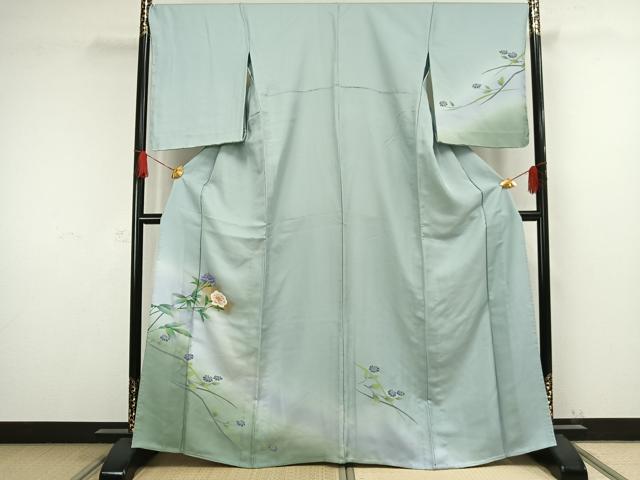 平和屋着物▽訪問着　単衣　草花文　暈し染め　金彩　正絹　逸品　未使用　AAAW1340fy