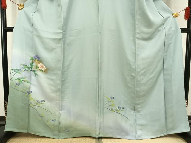 平和屋着物▽訪問着 単衣 草花文 暈し染め 金彩 正絹 逸品