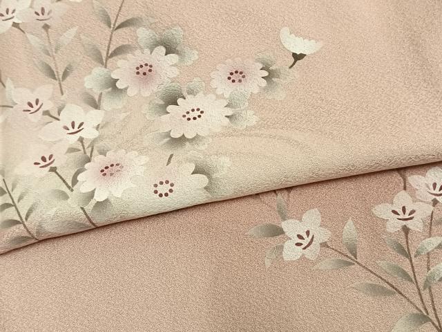 平和屋着物▽訪問着　単衣　草花文　銀彩　正絹　逸品　未使用　AAAW1344fy 平和屋着物▽訪問着 単衣 草花文 銀彩 正絹 逸品 未使用