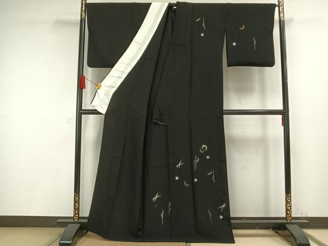 平和屋本店□上質な長襦袢 袷 草木間道 黒紅色地 逸品 未