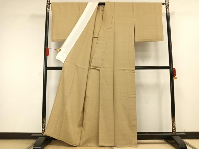 平和屋着物▽上質な紬　単衣　色無地　枯色　正絹　逸品　AAAW1355fy_2