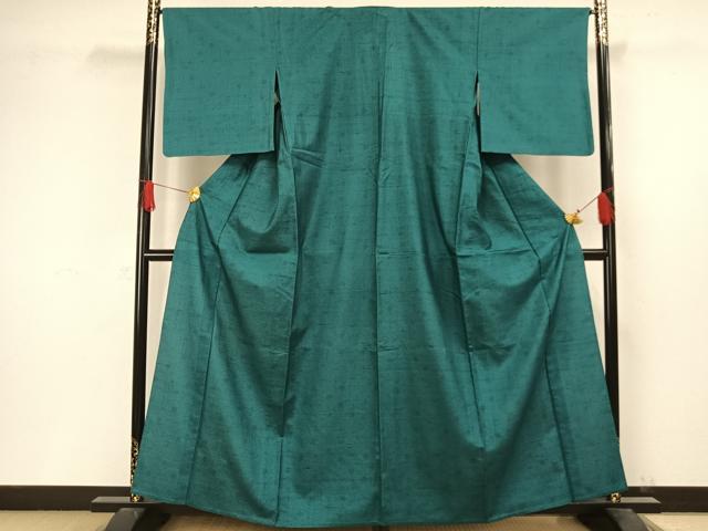 平和屋着物▽上質な小紋 単衣 紬地 舞葉文 正絹 逸品