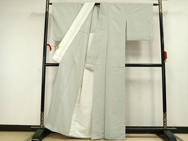 平和屋着物▽上質な紬 単衣 色無地 白花色 正絹 逸品 AAAW1409fy