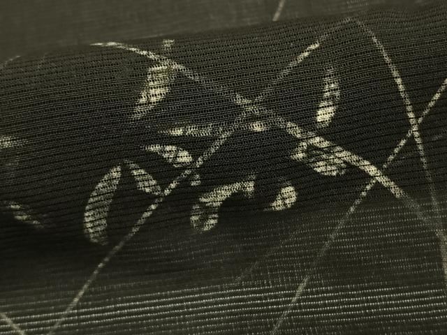 平和屋着物▽羽織 絽 スリーシーズン 春夏秋 塵除け 草葉文 黒地 