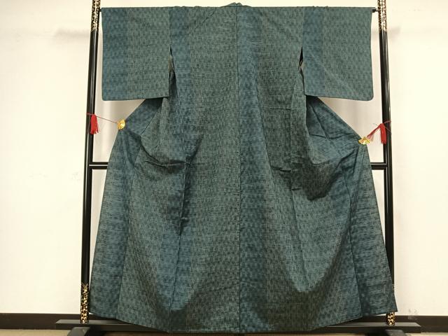 平和屋着物▽上質な紬 単衣 よろけ縞 黒地 正絹 逸品 DAAS0778az