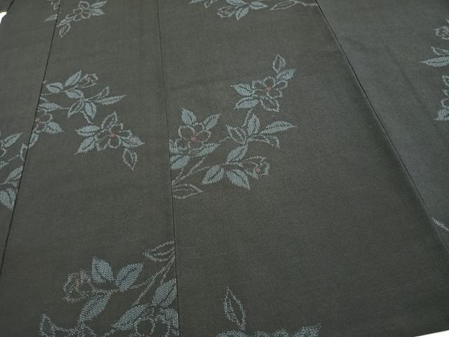 平和屋着物▽本塩沢 単衣 草花文 正絹 逸品 未使用 AAAW1435fy