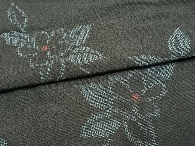 平和屋着物▽本塩沢 単衣 草花文 正絹 逸品 未使用 AAAW1435fy