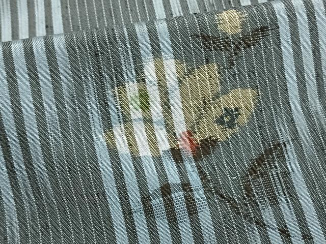 平和屋着物▽上質な紬 単衣 横段文 正絹 逸品 DAAU6428sf 平和