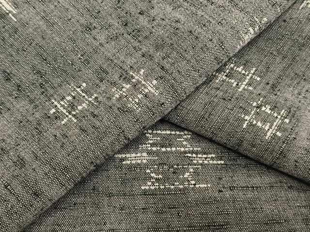 平和屋着物▽上質な紬　単衣　幾何学文　正絹　逸品　AAAW1458fy