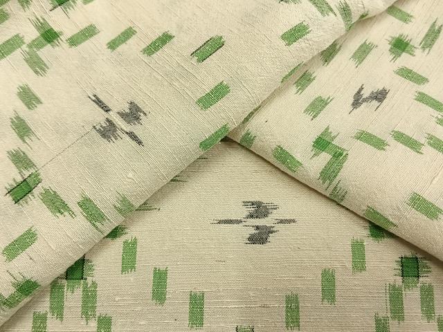 平和屋着物▽上質な紬　単衣　琉球絣　正絹　逸品　AAAW1462fy