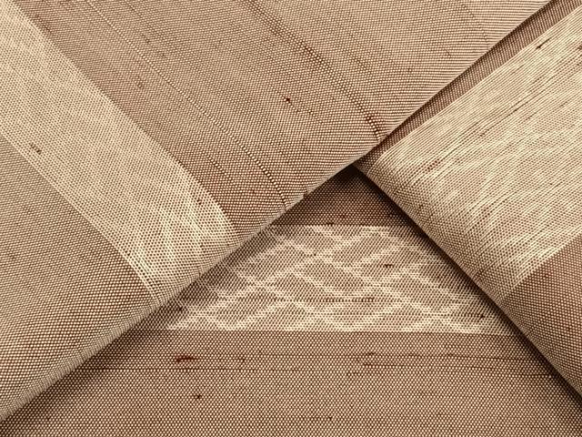 平和屋着物▽上質な紬　単衣　横段文　正絹　逸品　AAAW1468fy