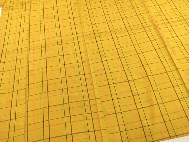 平和屋着物▽上質な紬 単衣 格子 正絹 逸品 AAAW1469fy