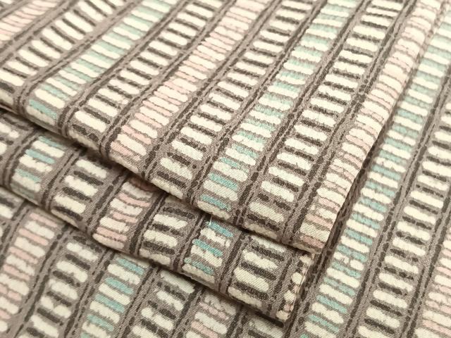 平和屋着物▽小紋　単衣　縞　洗える着物　AAAW1491fy