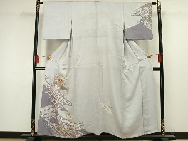 正絹黒留袖 駒刺繍 扇面花文 金彩 ⑦( 訪問着、紬、袋帯なども