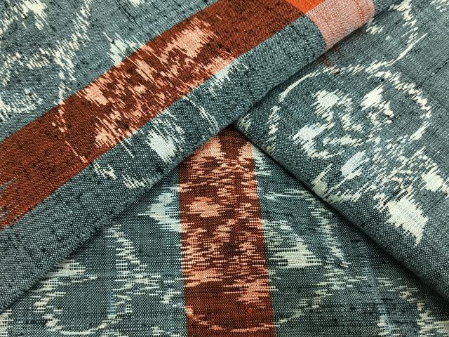 平和屋着物▽上質な紬　単衣　草花文　正絹　逸品　AAAW1494fy