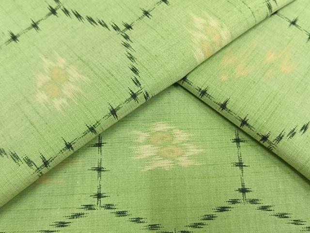 平和屋着物▽上質な紬　単衣　亀甲花鳥文　正絹　逸品　AAAW1495fy