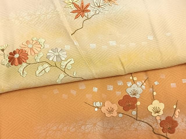 平和屋着物○訪問着 刺繍 更紗花文 金糸 銀彩 正絹 逸品 AAAU0020np