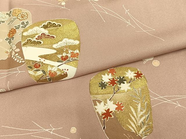 ［6161］［5454］訪問着 美品 草花文様 駒刺繍 絞り 金彩 正絹 着物袷 6161］［5454］訪問着 美品 草花文様 駒刺繍 絞り 金彩 正絹 着物袷