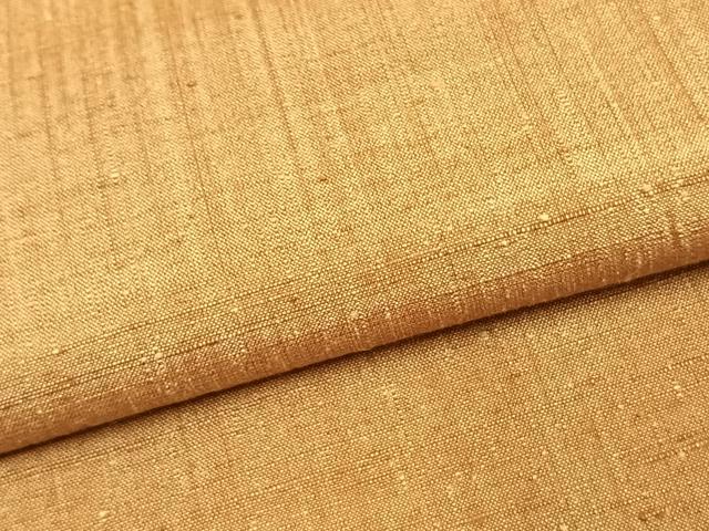 平和屋着物▽上質な紬 単衣 色無地 黄唐茶色 正絹 逸品