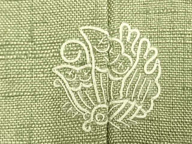 平和屋着物▽上質な紬 単衣 色無地 裏葉柳色 正絹 逸品