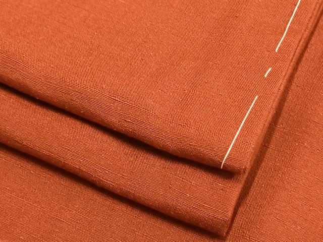 平和屋着物▽上質な紬 　単衣　色無地　赤丹色 　正絹　逸品　未使用　AAAW1531fy