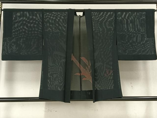 平和屋着物▽羽織　スリーシーズン　春夏秋　塵除け　枝葉紋紗　黒地　正絹　逸品　AAAW1541fy