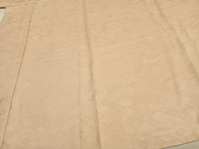 平和屋着物▽上質な色無地 単衣 菱地紋 肌色 正絹 逸品 AAAW1547fy