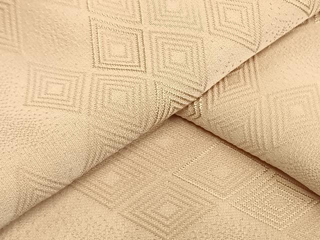 平和屋着物▽上質な色無地　単衣　菱地紋　肌色　正絹　逸品　AAAW1547fy