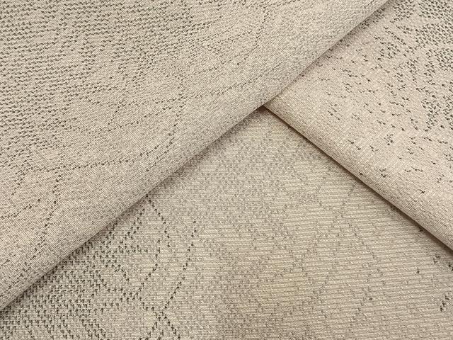 平和屋着物▽本塩沢　単衣　草葉文　正絹　逸品　AAAW1557fy