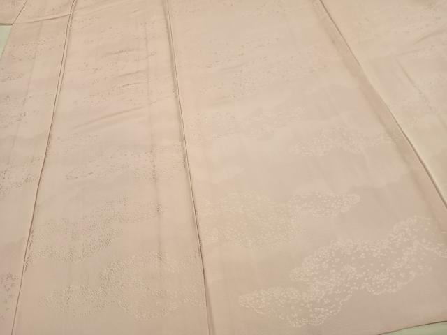 平和屋着物▽上質な色無地 単衣 雲取り地紋 薄桜色 正絹