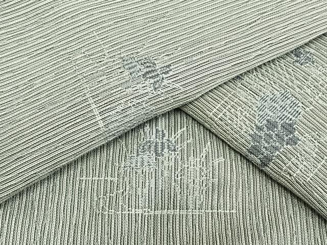 平和屋着物▽上質な小紋　単衣　刺繍　草花文　正絹　逸品　未使用　AAAW1572fy