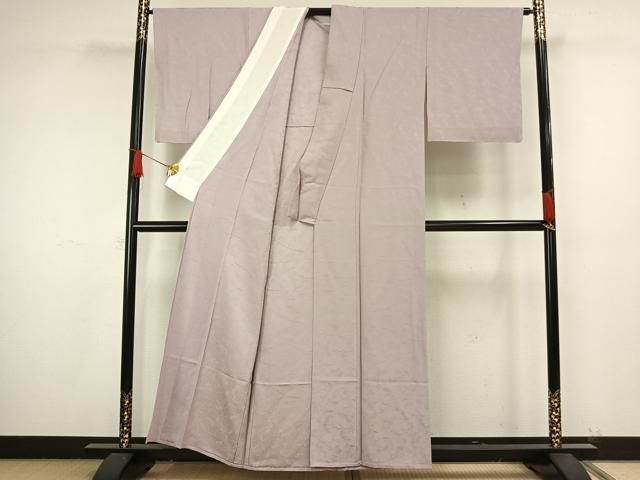 平和屋着物▽上質な色無地 単衣 牡丹鼠色 正絹 逸品 BAAS8183yc